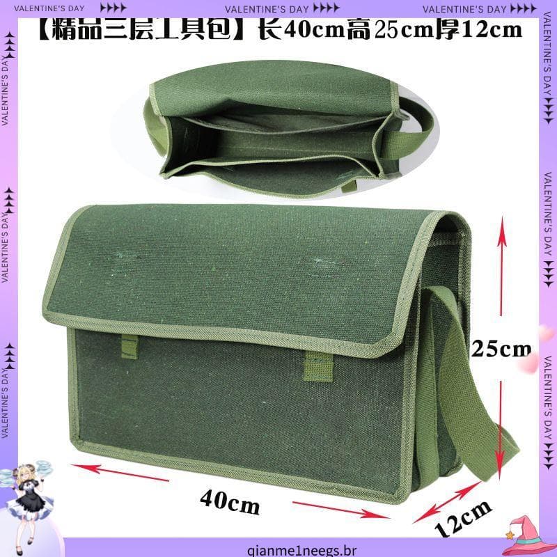 Kit de ferramentas de lona multifuncional para eletricista, verde exército, lona espessada, resistente ao desgaste, bols
