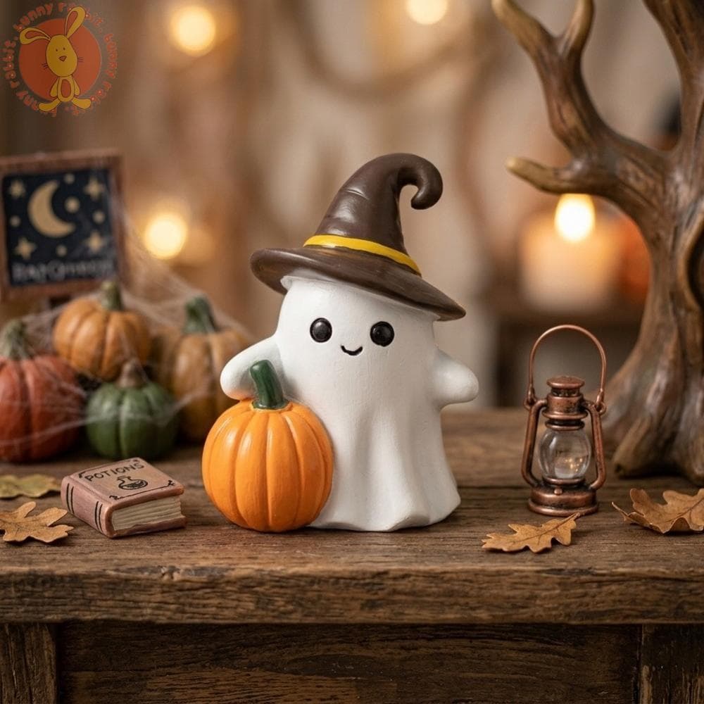 Mini Para Estatueta De Resina De Espectro Com Chapéu De Bruxa Abóbora Decoração De Prateleira De Halloween