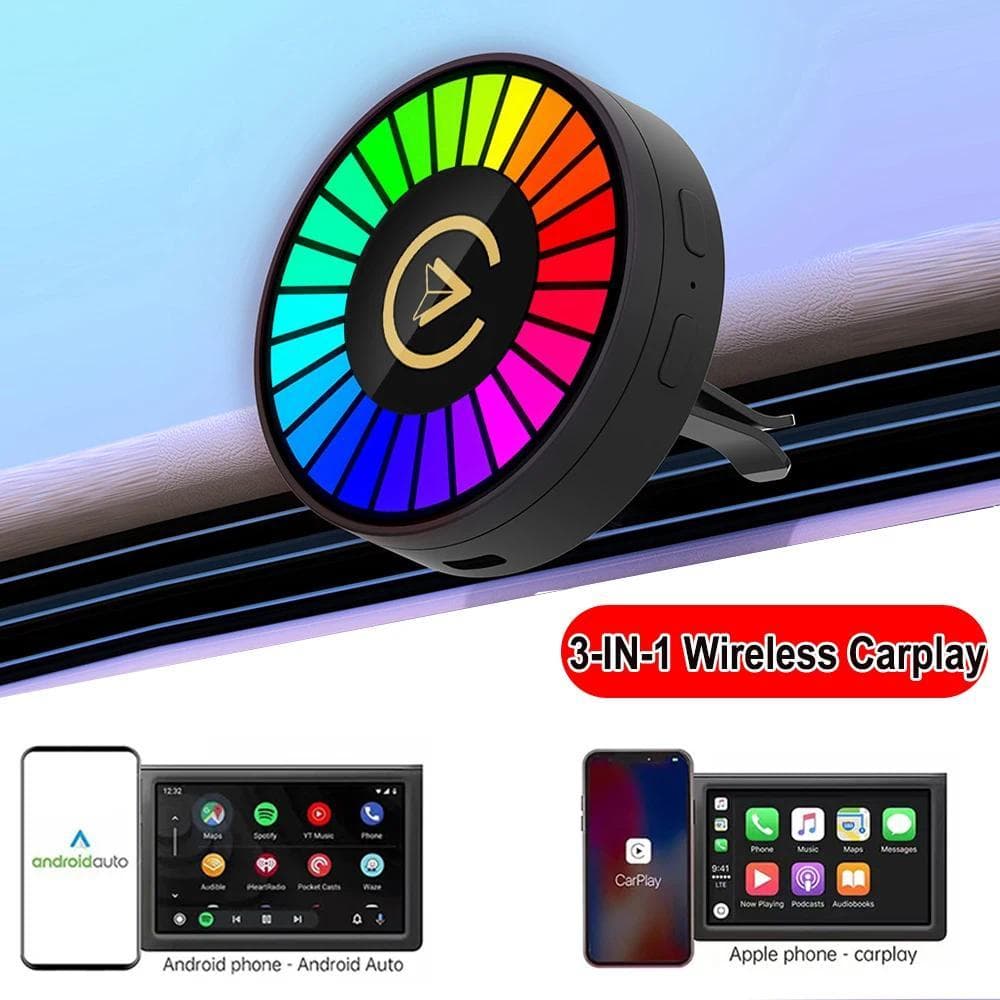 3-Em-1 Sem Fio Carplay Android Adaptador Automático Plug and Play Aromaterapia Do Carro Com Lâmpada Ambiente Recarregáve