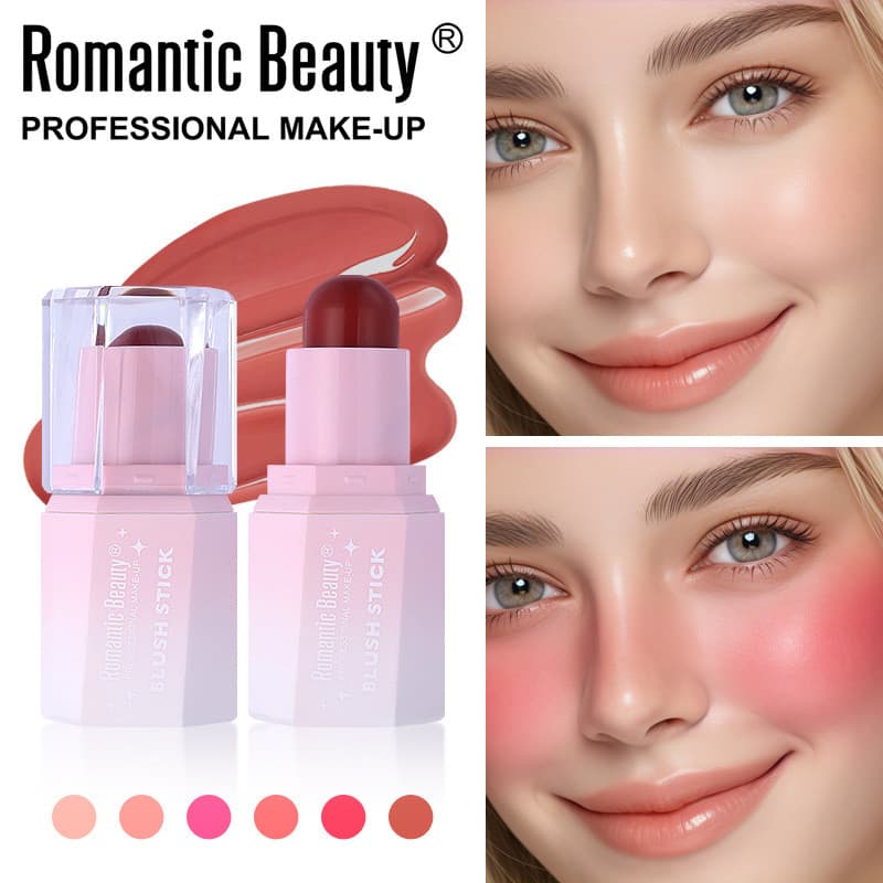 Bastão de blush com brilho aquoso, blush em creme tridimensional de longa duração, blush mate perolado natural, maquiage