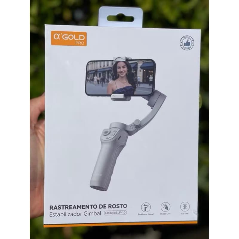 Bastão de Selfie Estabilizador Inteligente 3 em 1 com Tripé e Controle Bluetooth – Cinza Rastreamento de rosto Gimbal