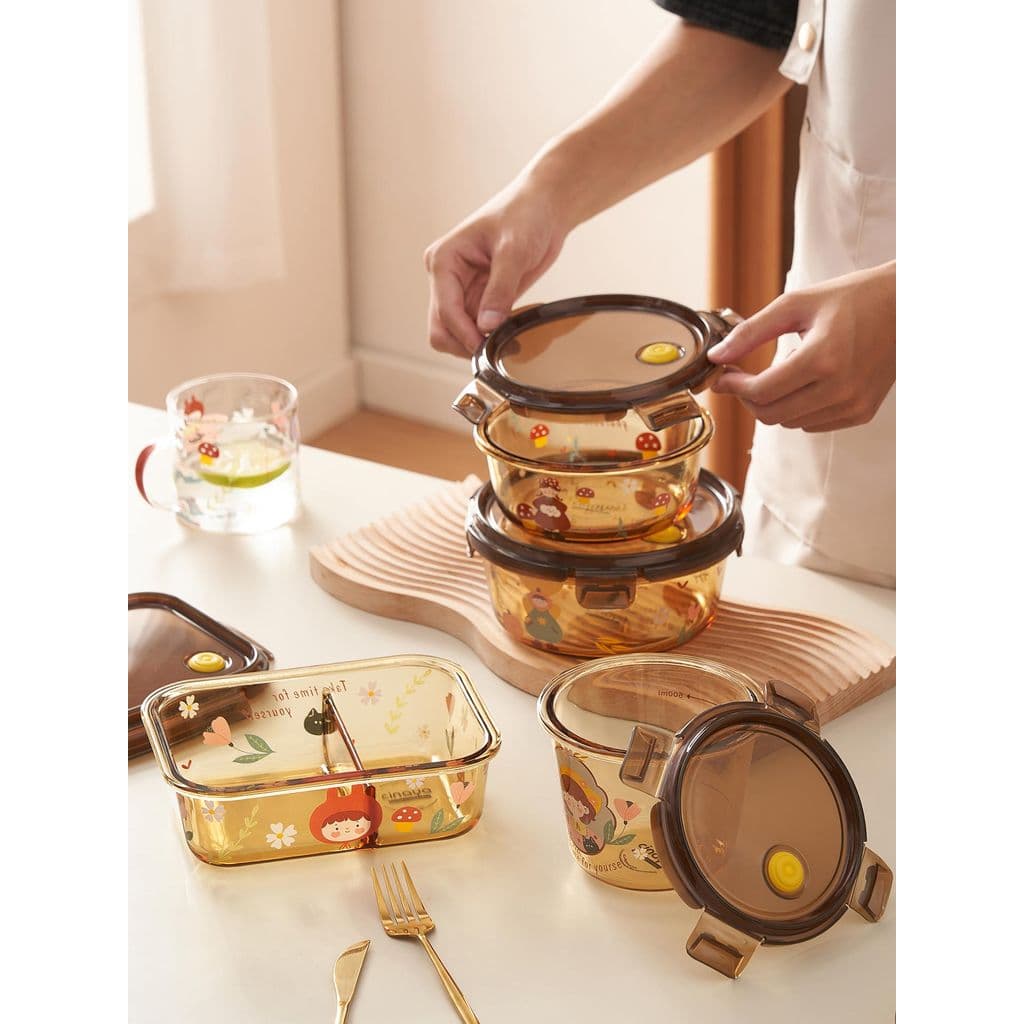 Conjunto de tigela de vidro resistente a altas temperaturas doméstico grande tigela de macarrão instantâneo aquecimento