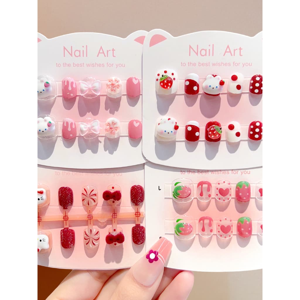 Crianças adesivos de unhas adesivos de unhas doce bonito vermelho dos desenhos animados tridimensional Wearable adesivos