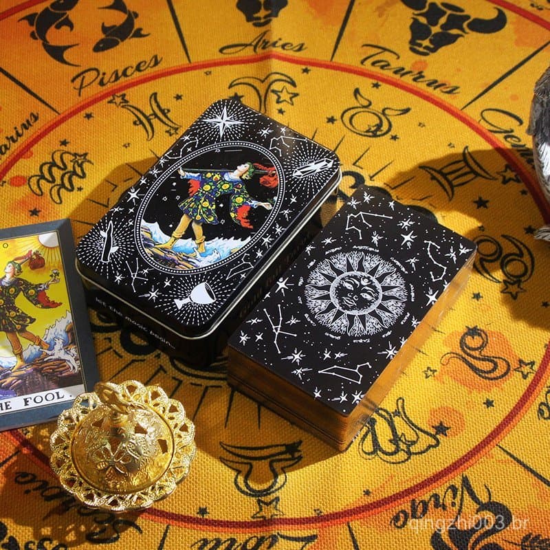 Caixa de Ferro 12*7 para Cartas de Tarot com Acabamento em Hot Stamping, Produto de Cartas de Alta Qualidade, Baralho de
