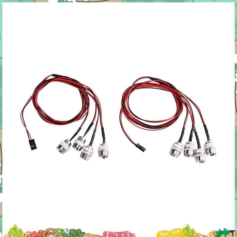 2 Pcs 4LED LED Faróis De Luz Traseira 8 Mm Para Carro Rastreador Scx10 D90 RC
