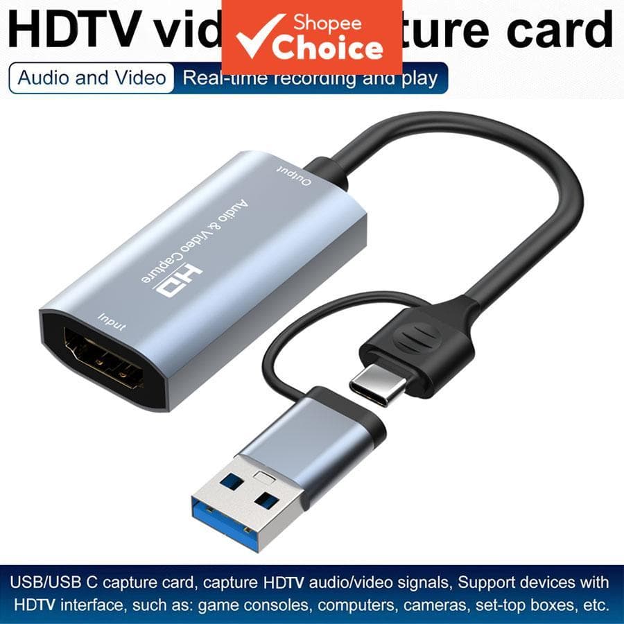 Placa de captura de vídeo USB 3.0 4K HDTV para USB/Tipo-C, gravador de jogos para Xbox PS4/5, transmissão ao vivo