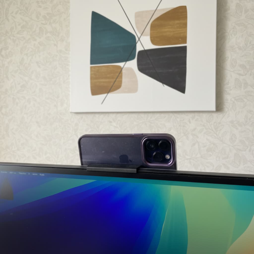 Suporte Celular No monitor Iphone Samsung Horizontal Smatfone Use como Webcam