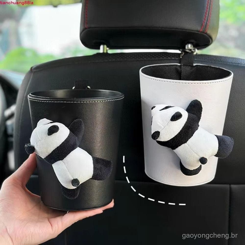 Lixeira De Carro TIANCHUANG , Saco De Lixo Automático De Panda De Desenho Animado Fofo , Balde De Armazenamento Com Orna