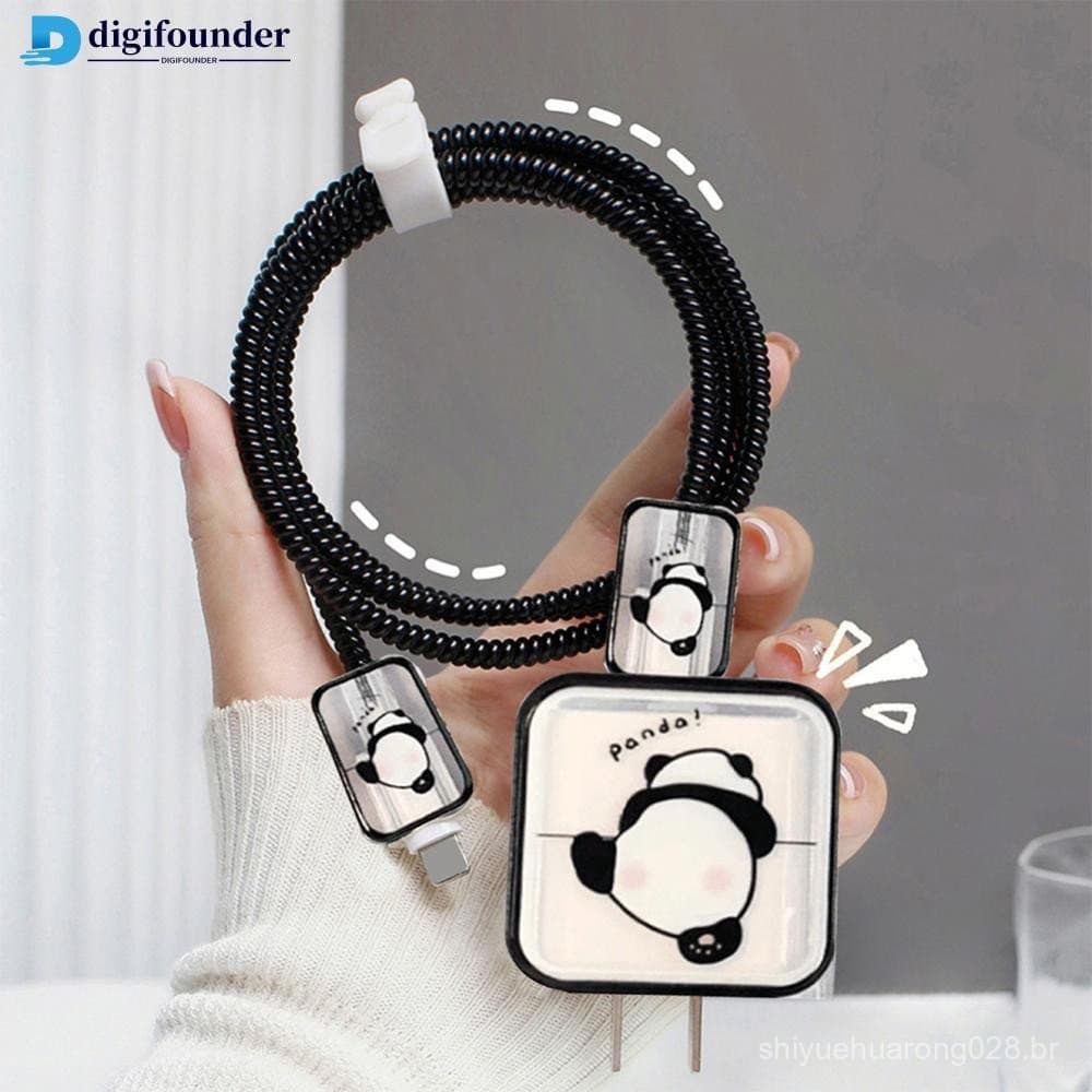 DIGIFOUNDER Creative Line Cute Case Para Telefone 15 14 13 Pro Max 18/20W Carregador Protetor De Carregamento Enrolador