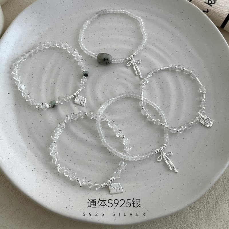 Sob Ficorn Tree S925 prata branco cristal coleção pulseira feminina versão coreana nicho moda Commuter empilhamento puls