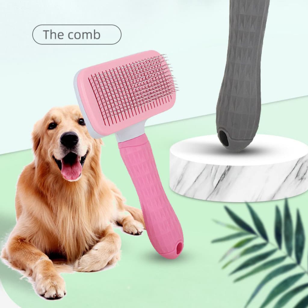 Pente de massagem para cães e gatos, pente desembaraçador, pente autolimpante, universal de agulhas de aço para to