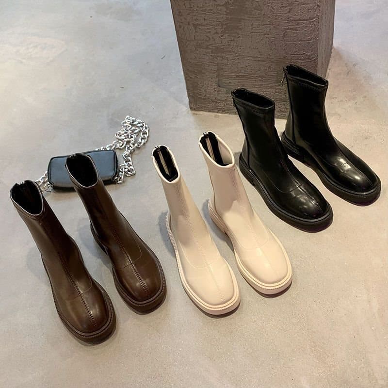 Botas Slim Femininas 2026 Outono/Inverno, Novas Botas Finas de Verão, Botas Martin de Sola Grossa, Botas de Tornozelo Ve