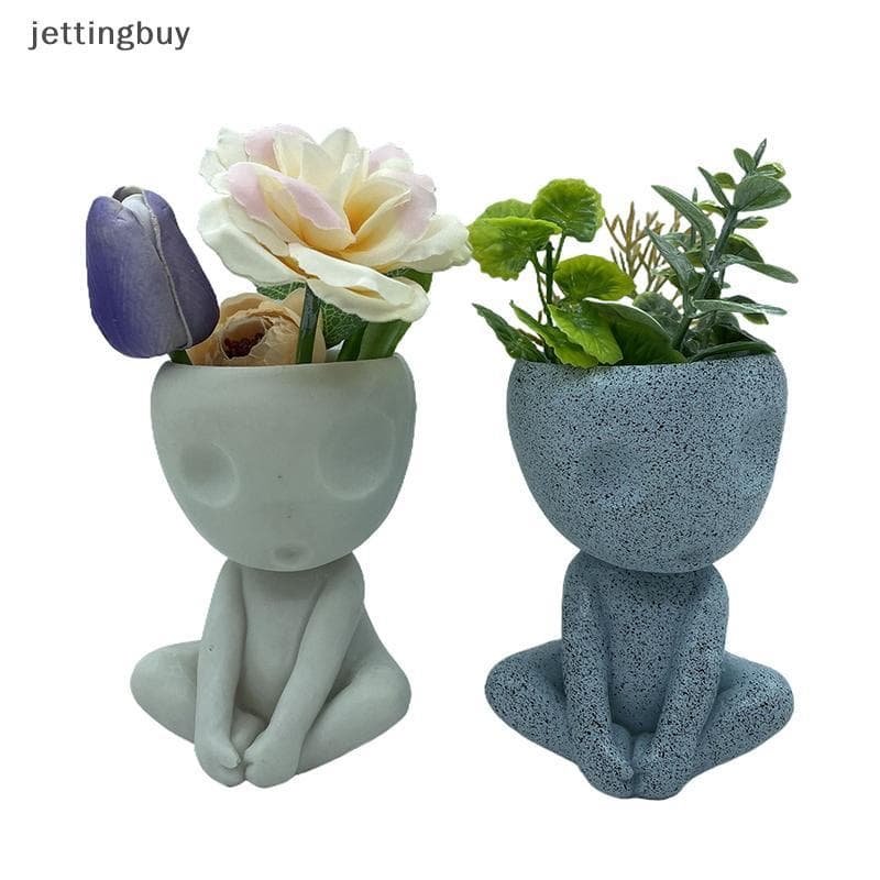 Rosto Luminoso Plantador Pote Cabeça Vaso De Flores Bonito Resina Com Furo Drenagem Para Casa Decoração Do Escritório