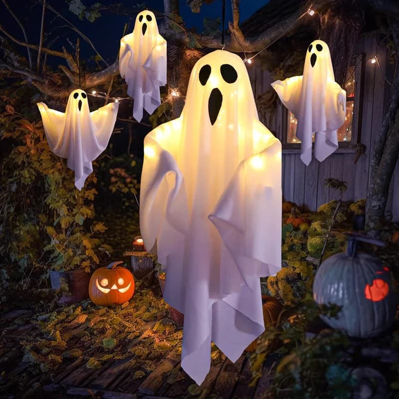 LED Brilho Fantasma Festa Decoração De Halloween Para Casa Interior Ao Ar Livre Assombrada Barra Pendurado Adereços De T