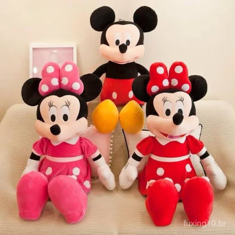 Minie e Mikey Mouse Brinquedos de Pelúcia Desenho Nostálgico de 26cm-70cm 4 Tamanhos Disponíveis Minie Rosa e Vermelha