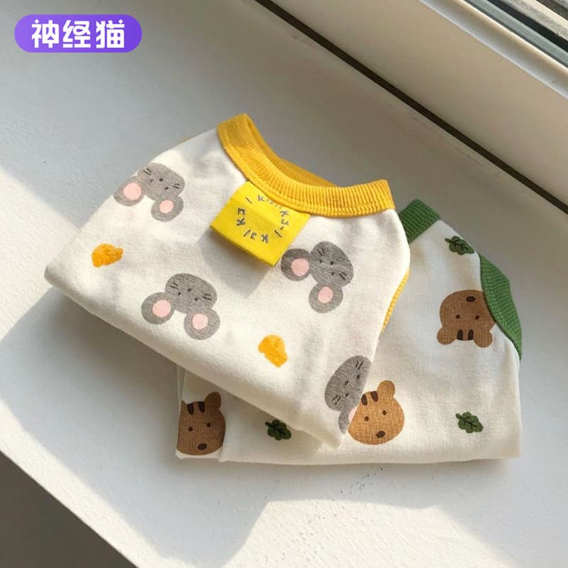 Bonito impressão completa colar etiqueta colete Teddy pequeno cão roupas de duas pernas gato roupas para animais de esti
