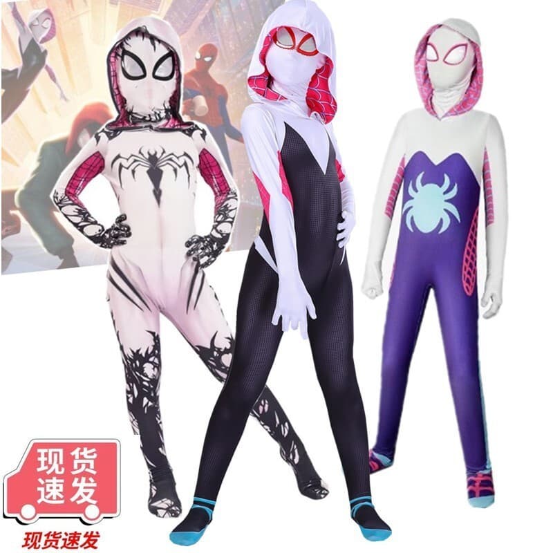 Gwen Spider-Man 2 Universo Paralelo Roupas cosplay Collants Terno Herói Sucesso Infantil