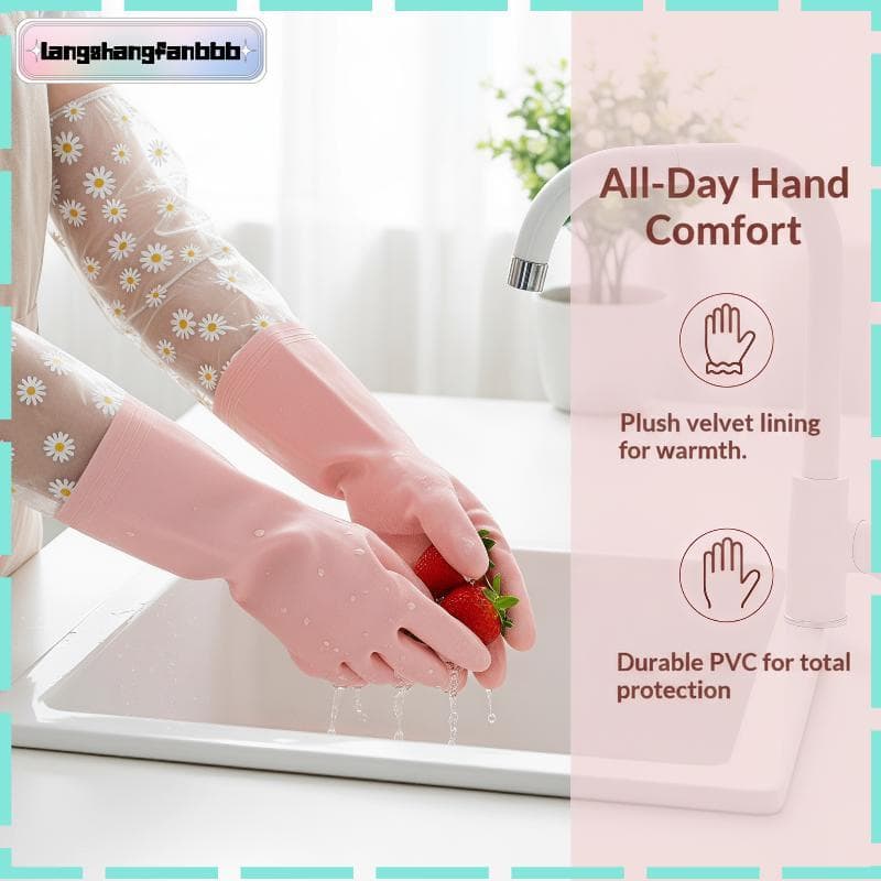 [LANGB] Luvas De Limpeza À Prova D'água De Látex Com Estampa Floral Antiderrapante Reutilizável Para Cozinha , Lavar Lou