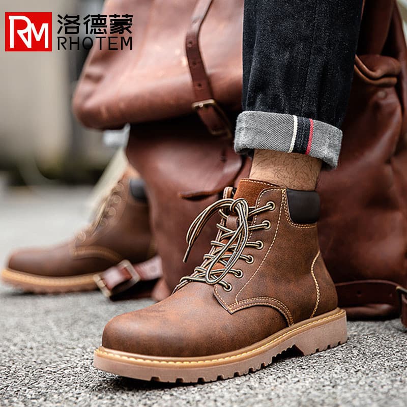 Lordmond sapatos masculinos 2026 novo estilo Retro Martin botas masculinas de cano alto botas de deserto botas de couro