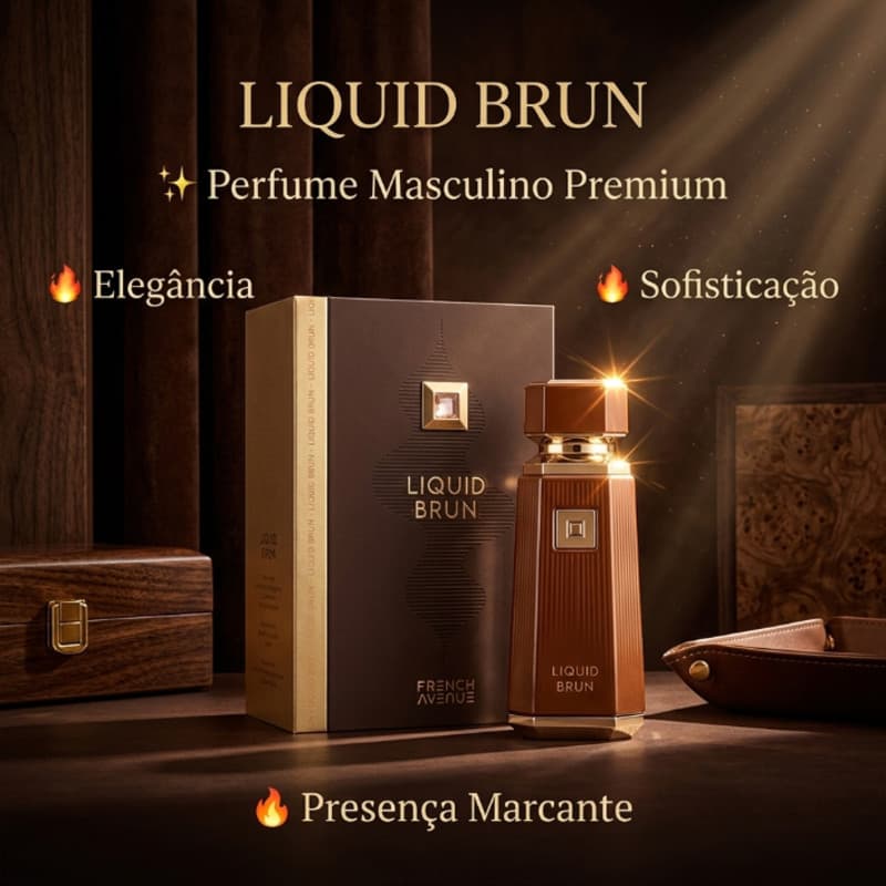 Perfume Masculino French Avenue Liquid Brun EDP 100ml Original | Perfume Árabe Doce Baunilha Gourmand Oriental