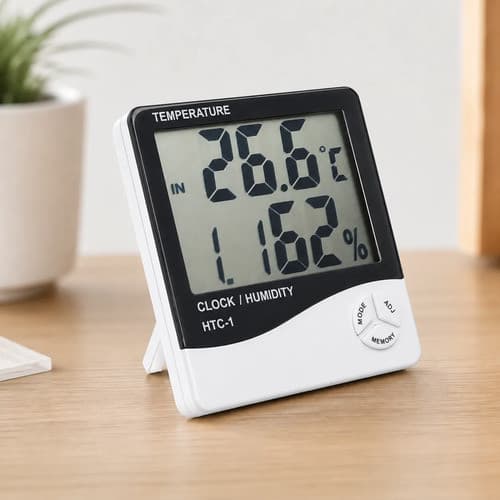 Relógio Despertador Digital Termômetro Higrômetro Umidade Temperatura Calendário LCD Mesa Quarto Escritório