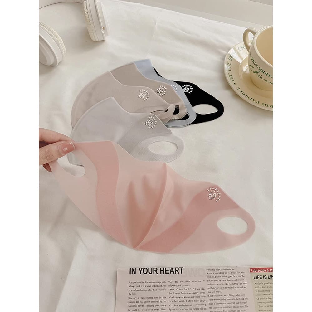 Máscara protetora solar feminina leve e confortável máscara facial respirável novo estilo guarda-sol tridimensional seda