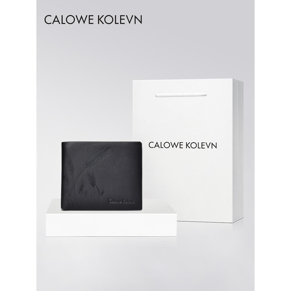 CALOWE KOLEVN Carteira Masculina de Couro Genuíno Carteira Curta de Couro de Bezerro Carteira Masculina Livre Marido Nam
