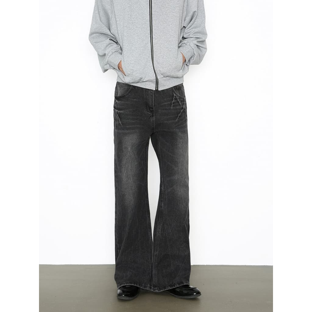 Street Wear americano High street vibe relâmpago explosão Crack Jeans retos homens cleanfit Micro queimado calças soltas