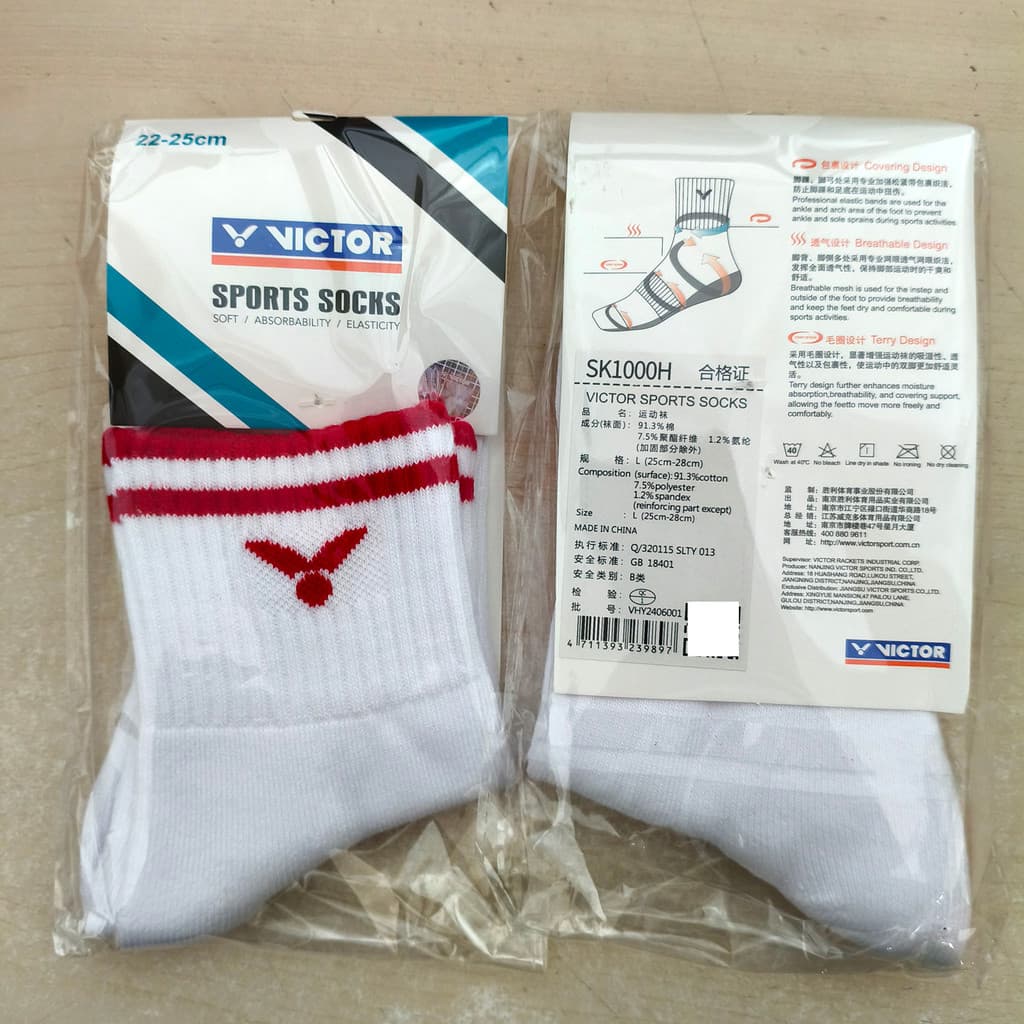 [Vários pares] Victor Victor Badminton Meias Toalha Fundo Meias Esportivas Femininas Absorventes de Suor Antiderrapantes