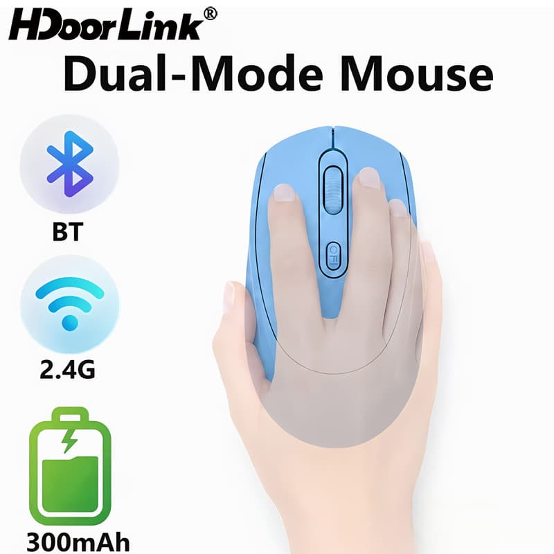 HdoorLink Mouse Sem Fio Para Jogos De Escritório De Negócios Bluetooth 5.2 2.4G Ratos De Modo Duplo Ergonomia Recarregáv