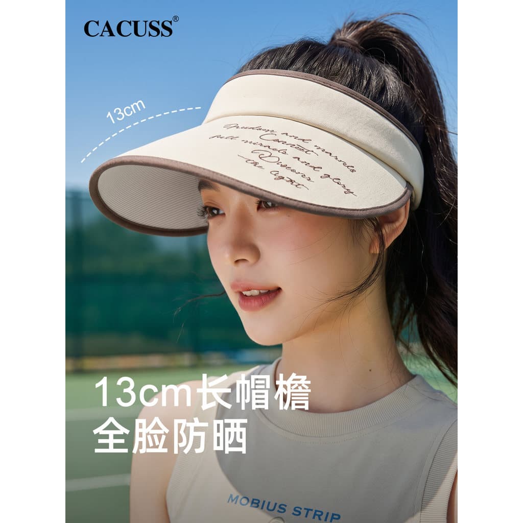 CACUSS Chapéu de verão feminino com aba grande e oco, chapéu de sol ao ar livre, lazer, esportes, aparência facial, pequ