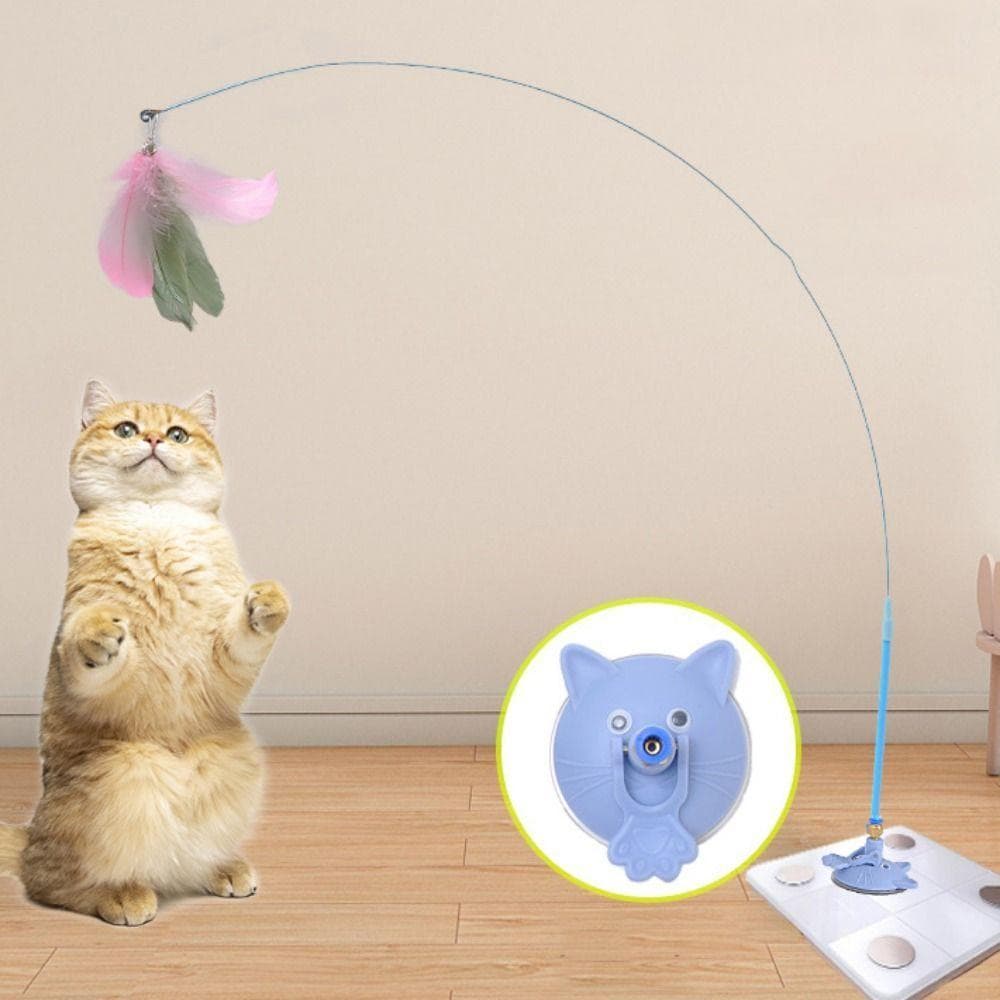 FTARLY Gatos Brinquedos Varinha De Penas , Gato Portátil Com Ventosa De Sino Vara De Teaser