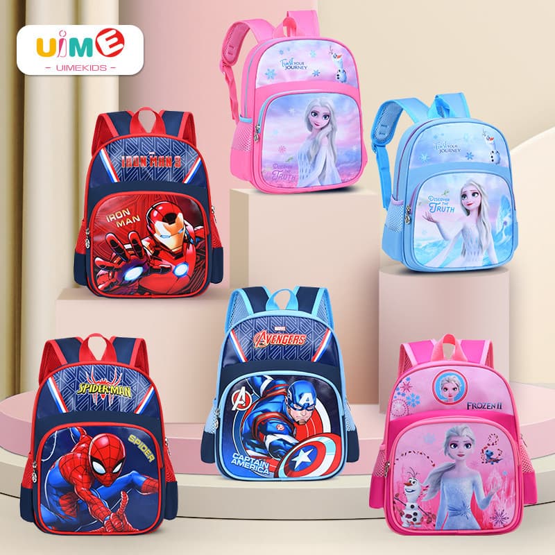 Mochila infantil moderna e estilosa da UIME, leve e unissex, com padrão de desenho animado.