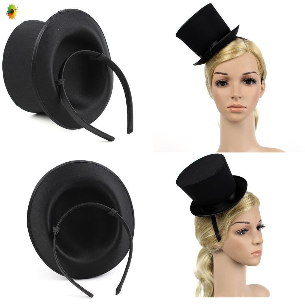 Chapéu Fedora de Feltro com Aba Curta - Tiara Cilíndrica para Presente de Namorado 27PV