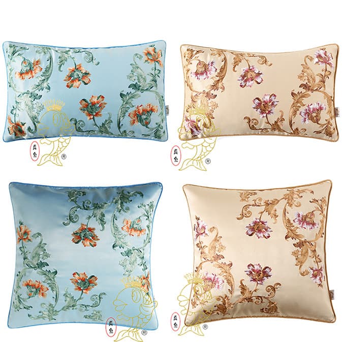 Nordic flor bordado padrão céu azul bege travesseiro capa de almofada sofá cama escritório carro travesseiro lombar fret