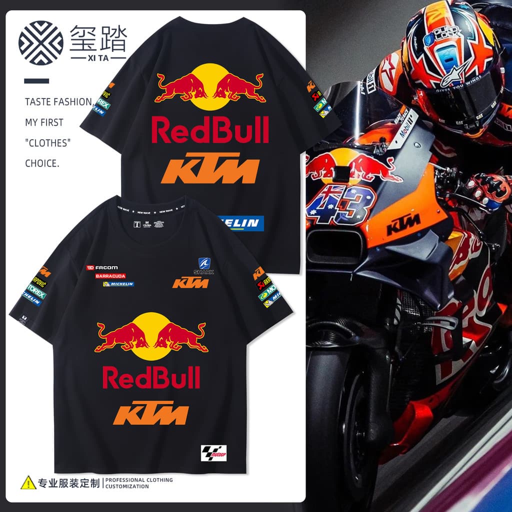 KTM Red Bull Fleet Camisa de ciclismo de manga curta MotoGP motocicleta frota camisa de motocicleta Top verão na moda T
