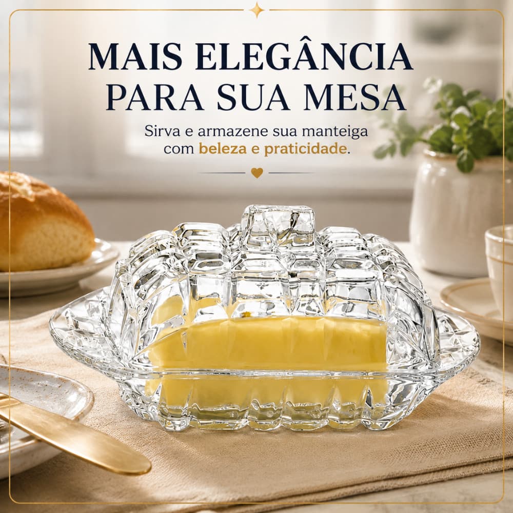 Manteigueira Vidro com Tampa Francesa Elegante Versátil Porta Manteiga Margarina Utensílios Doméstico