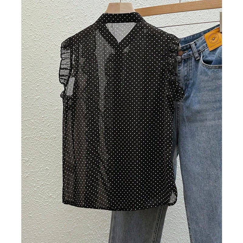 Mulheres estilo fino impresso camisa Cardigan Casual sem mangas estilo ocidental Chiffon topo