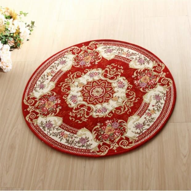 Estilo chinês sala de estar tapete vinho vermelho entrada tapete redondo estilo tribunal americano Jacquard quarto cober