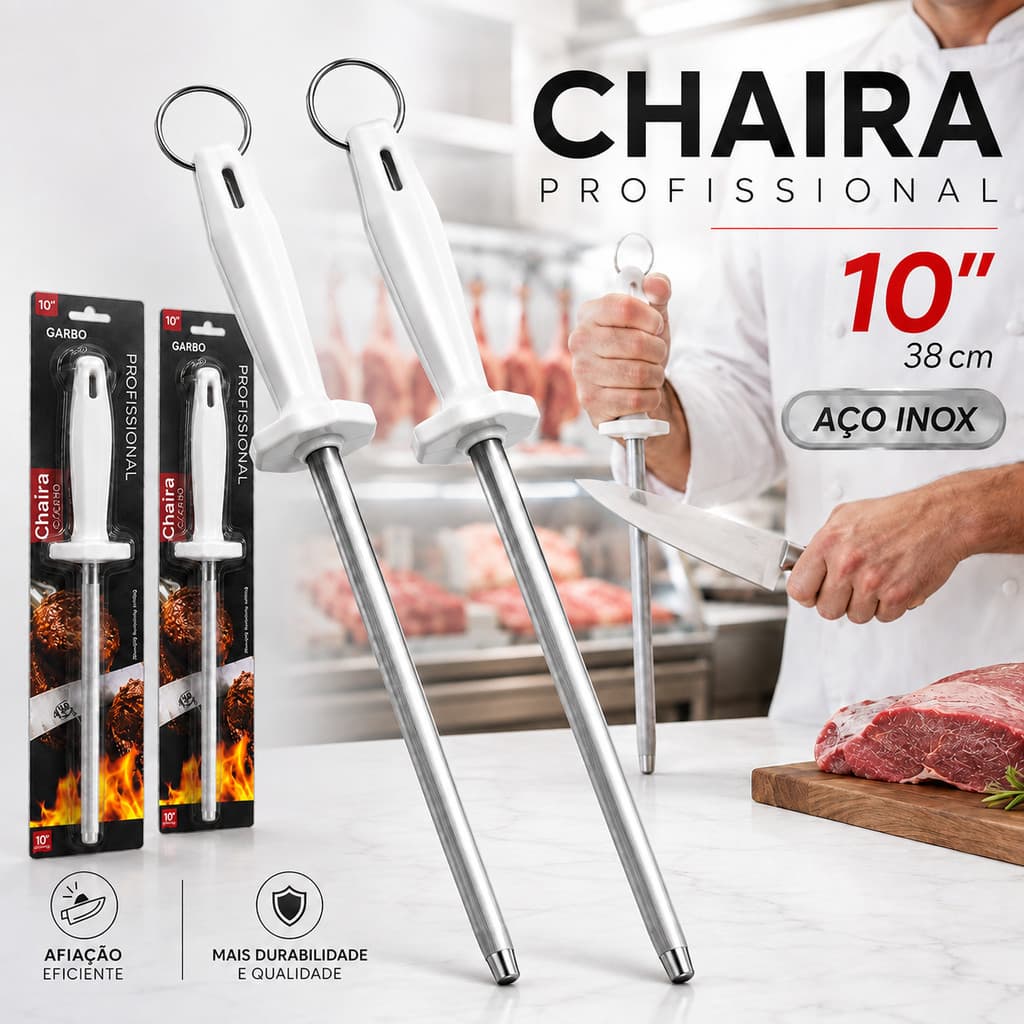 Chaira Afiador profissional Corneta Amolador de Facas Chaira de amolar faca Chaira Estriada Afiador