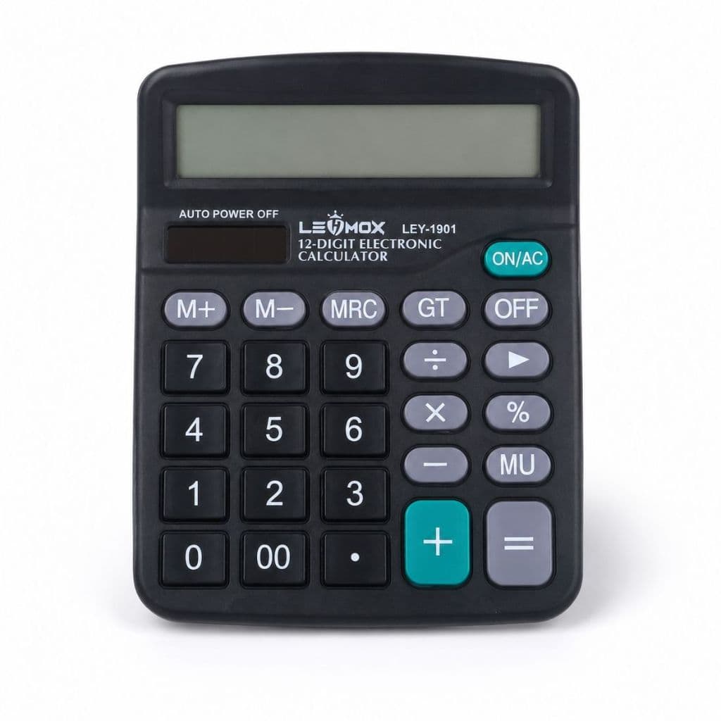 Calculadora De Mesa Com Visor Grande 12 Dígitos LEY-1901 Multifuncional Para Escritório Comércio Escola e Casa