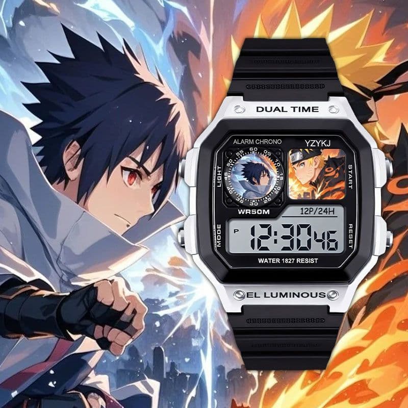 Anime naruto naruto Sasuke com ponto de solo crianças estudante relógio eletrônico do ensino médio despertador cronógraf