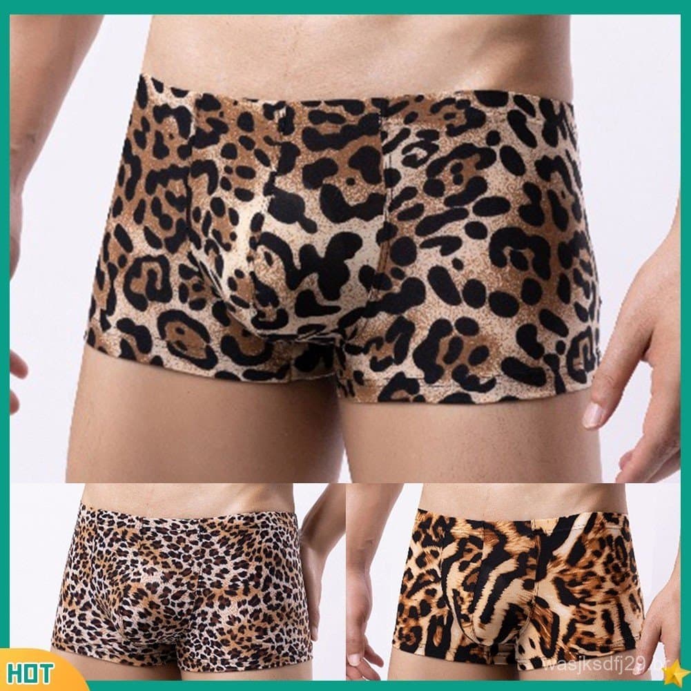 Cuecas Boxer Masculinas Com Estampa De Leopardo , Bolsa , Shorts