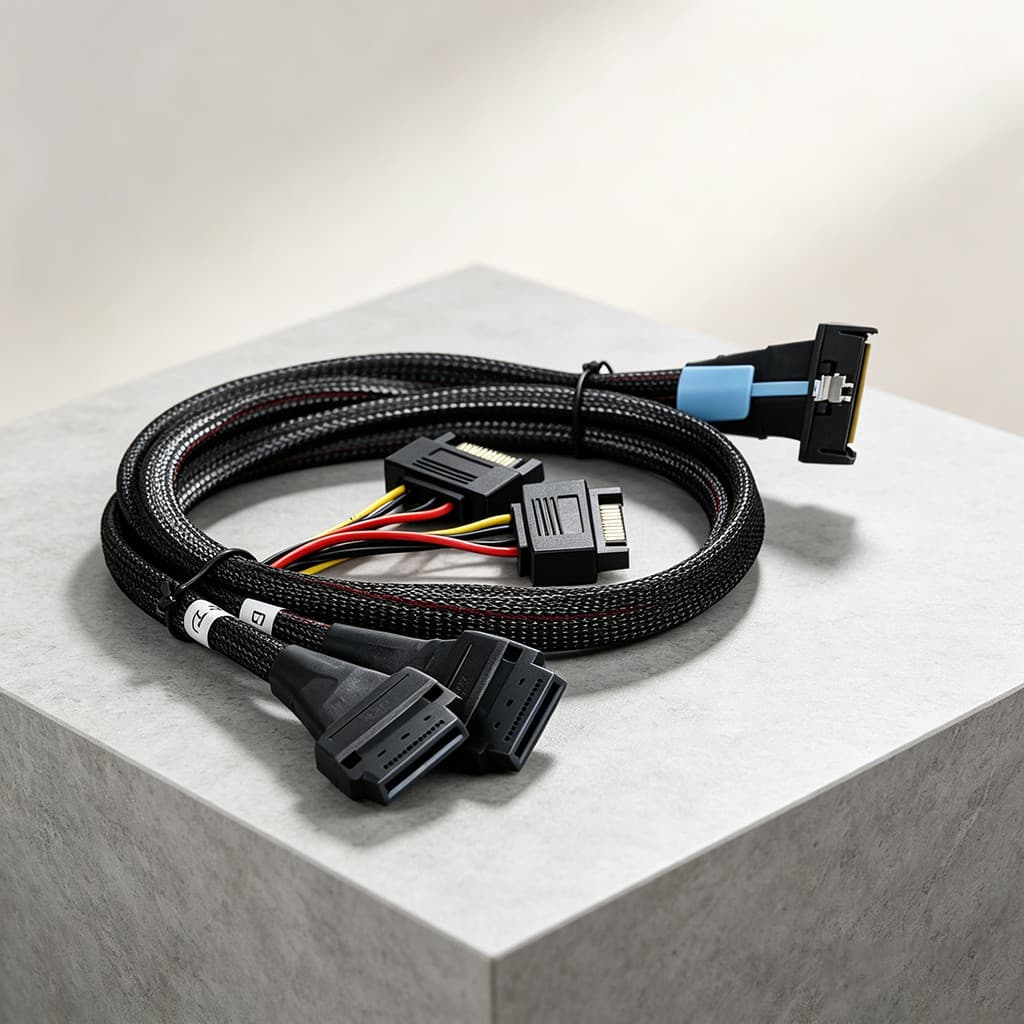 JMT MCIO 8i 74Pin Para Dupla GEN-Z 1C 56Pin PCI-E 5.0 Cabo Adaptador 15Pin SATA Alimentação M . 2 NVME SSD Expansão Da P