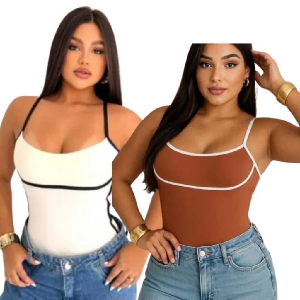 Kit 2 Body Maiô Bicolor Feminino Moda e Elegancia