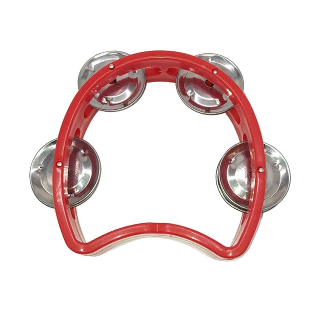 Pandeiro de percussão portátil Fesjoy Plastic Kids com 4 sinos para diversão musical na escola e em casa (vermelho)