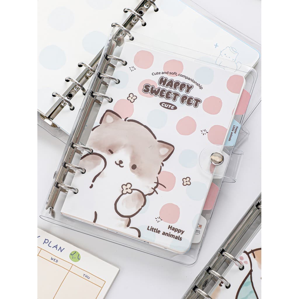 Papelaria de meia tinta Coisas fofas Caderno de folhas soltas Página colorida Caderno de concha destacável Estilo ins Ca