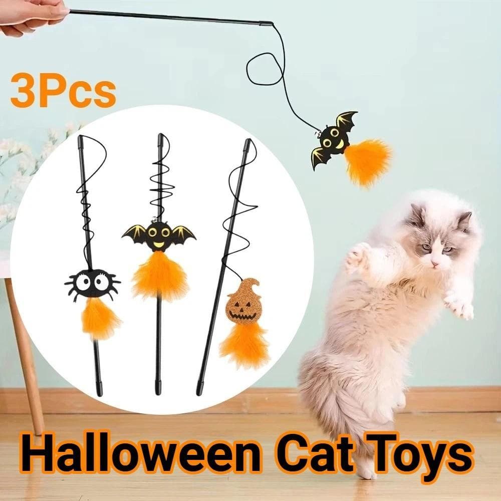 SODYX 3 Peças De Brinquedos Para Gatos De Halloween , Haste De Plástico Interativa , Brinquedo De Varinha De Gato Poste
