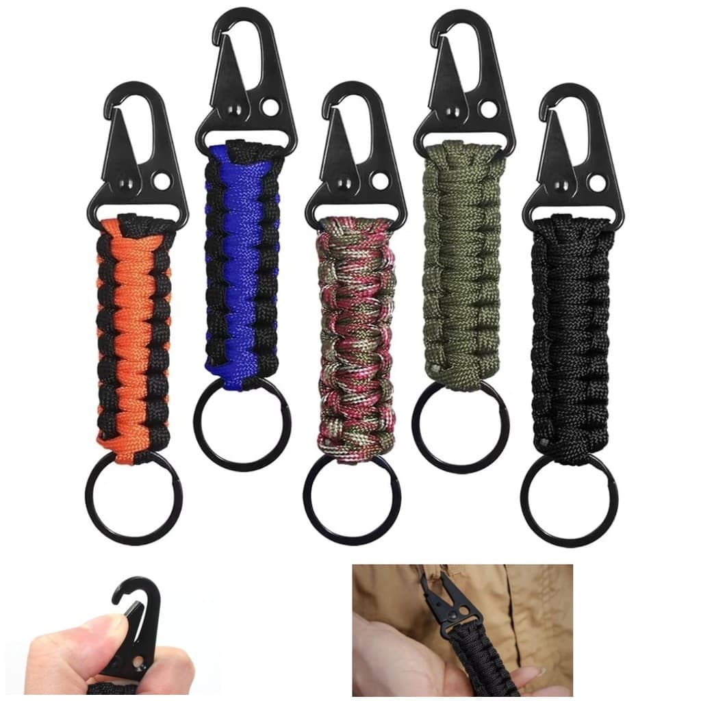 LUC 2pcs paracord Chaveiro Conjunto Para Acampamento E Caminhada Ao Ar Livre , Com Clipes De Corda Trançada , Mosquetões