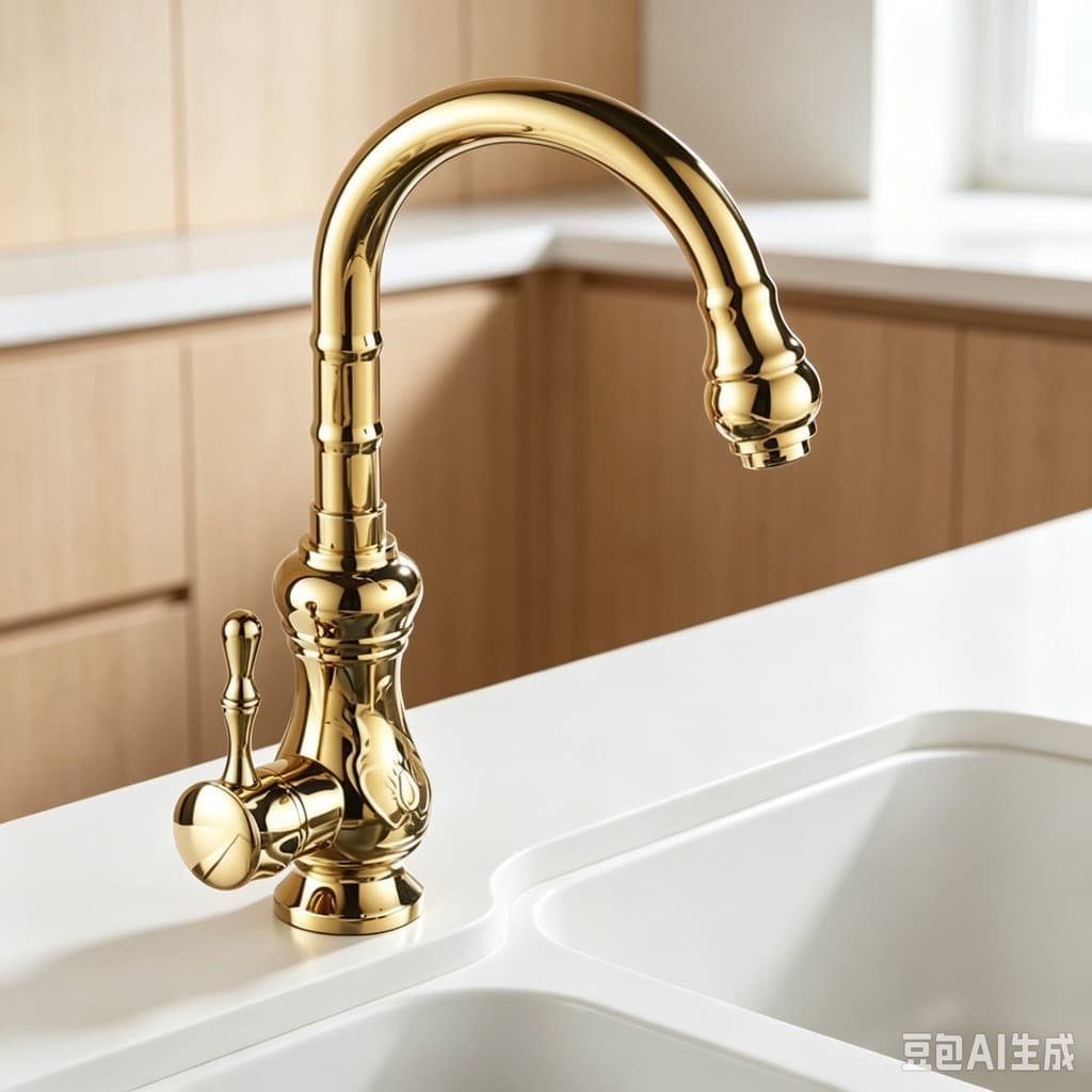 Torneira Misturadora De Água Quente/Fria Com Alça Única Para Banheiro , Cozinha , Deck Montado Em Ouro Polido , 2sf069